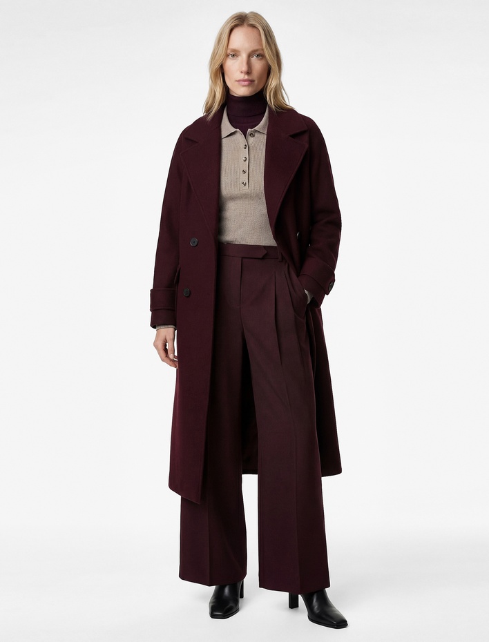  Koton X Melis Ağazat - Oversize Kaban Kruvaze Uzun Kollu Cepli Düğmeli