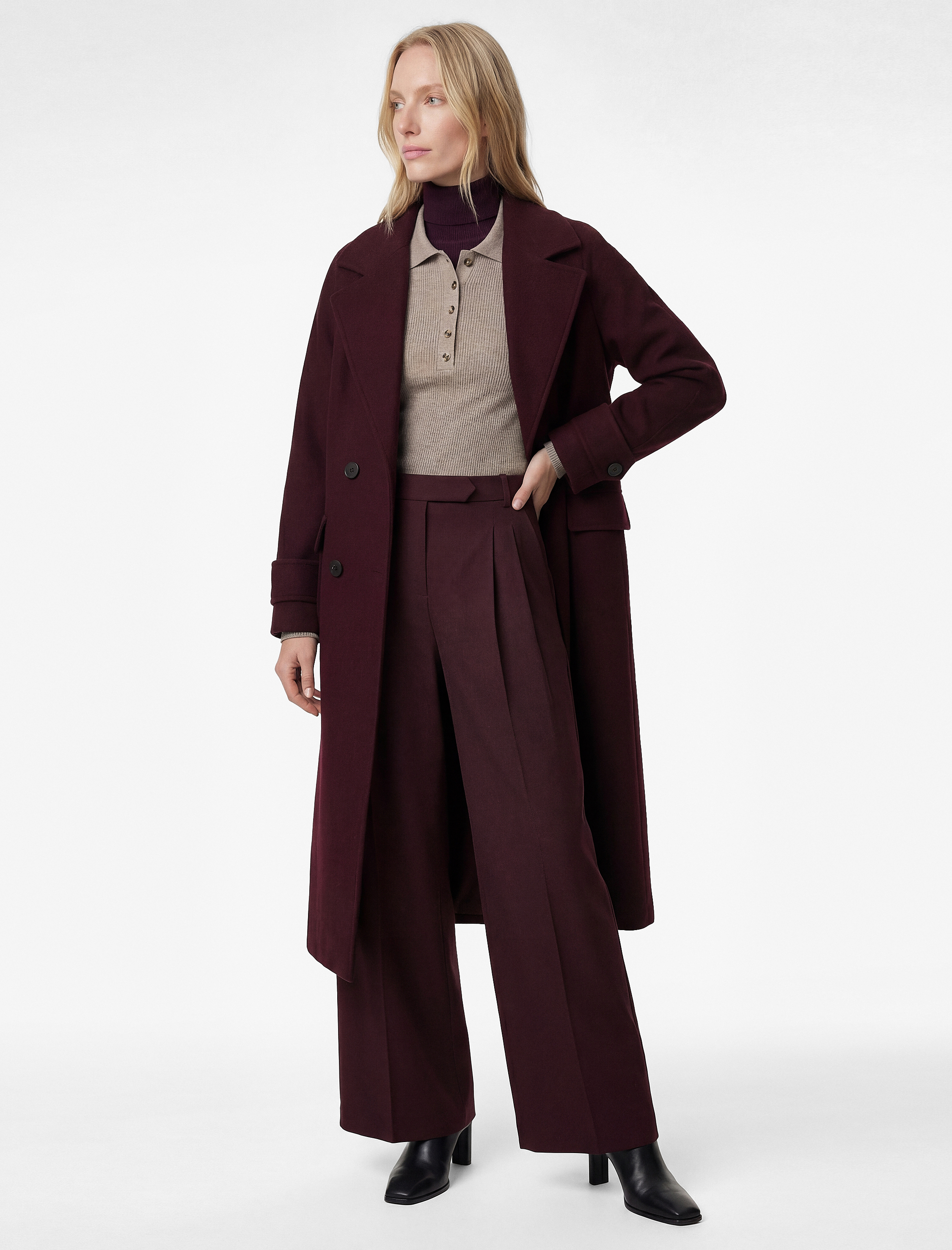   Koton X Melis Ağazat - Oversize Kaban Kruvaze Uzun Kollu Cepli Düğmeli