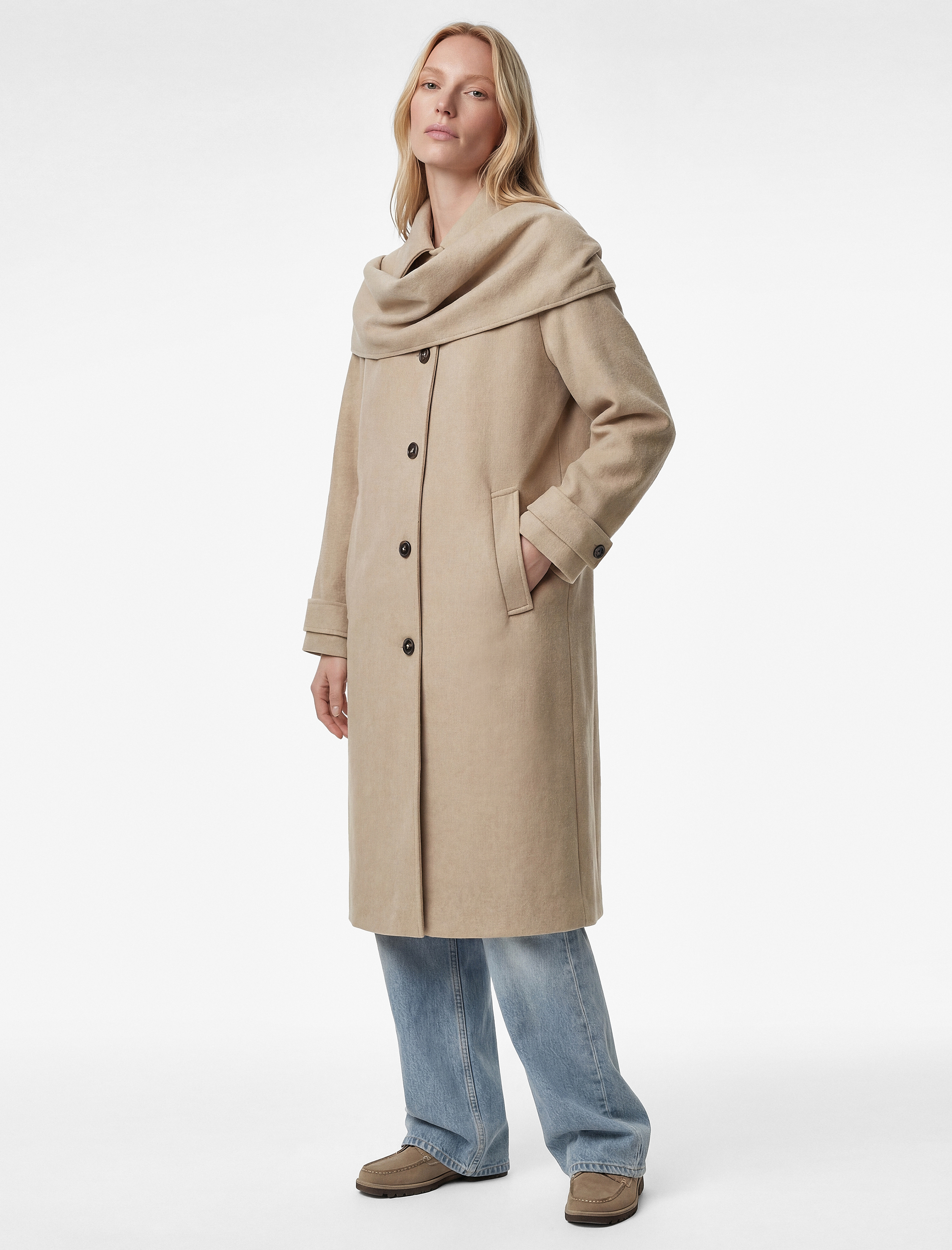   Atkılı Kaban Kaşe Düğmeli Cepli Uzun Kollu