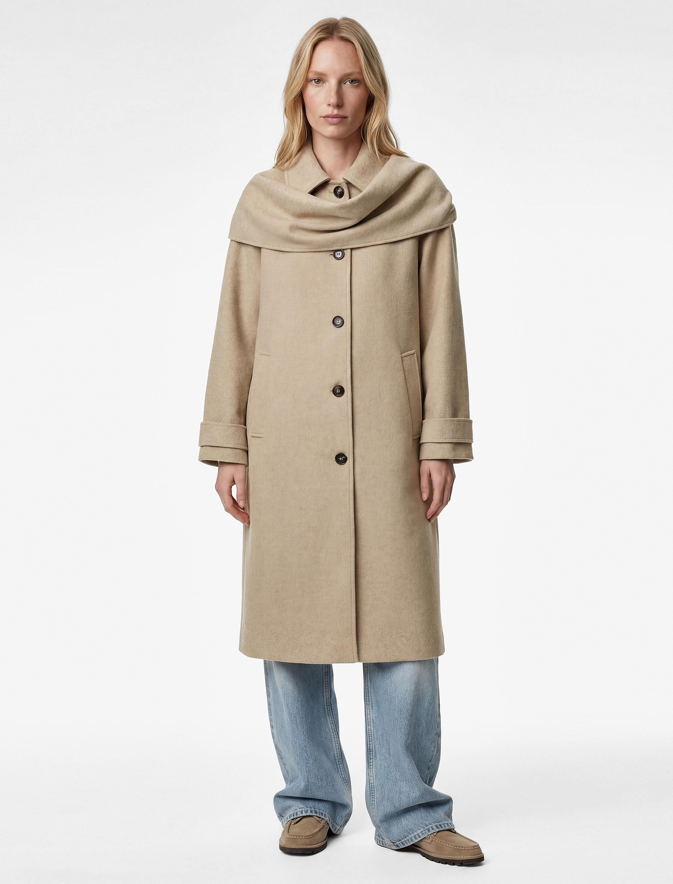   Atkılı Kaban Kaşe Düğmeli Cepli Uzun Kollu