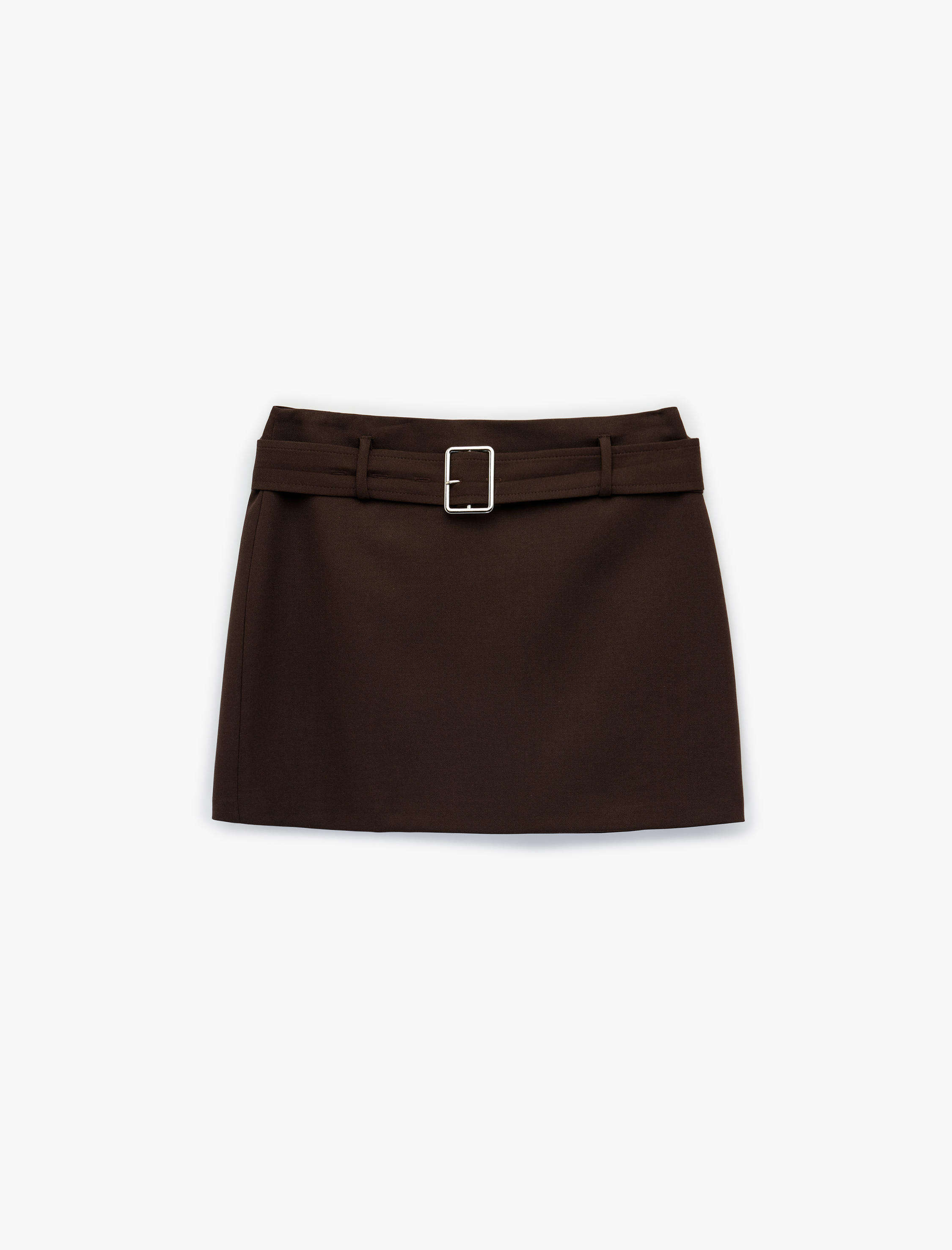   Slim Fit Kemer Detaylı Mini A Kesim Etek