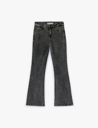 Cepli Dar Kalıp İspanyol Paça Jean Pantolon - Flare Jeans