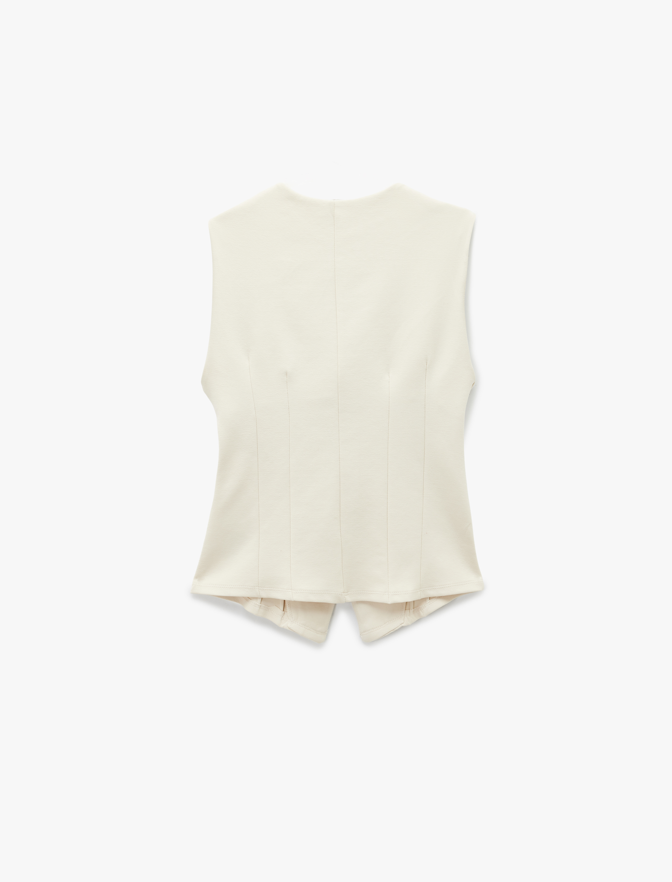   Slim Fit Düğmeli Dikiş Detaylı Kolsuz V Yaka Yelek