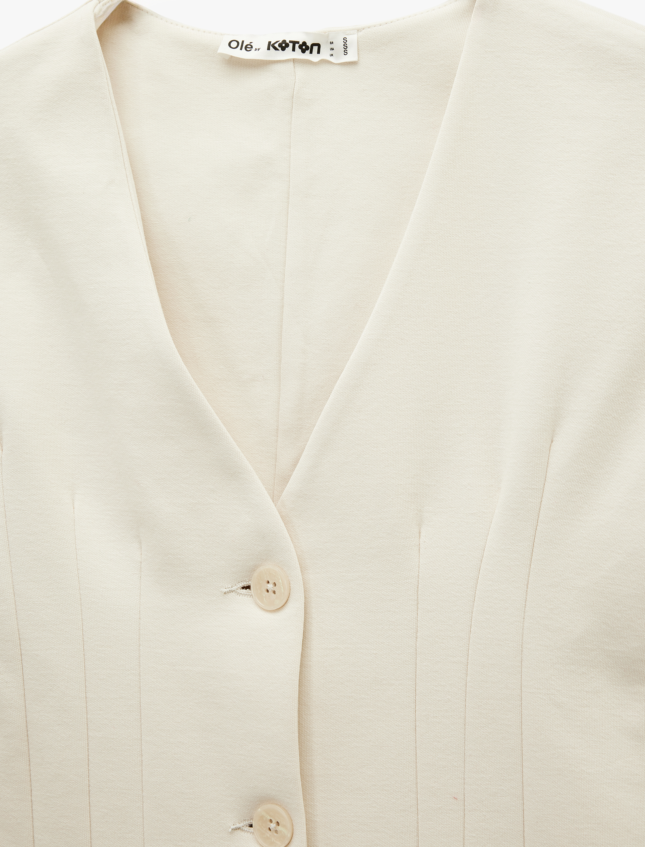   Slim Fit Düğmeli Dikiş Detaylı Kolsuz V Yaka Yelek