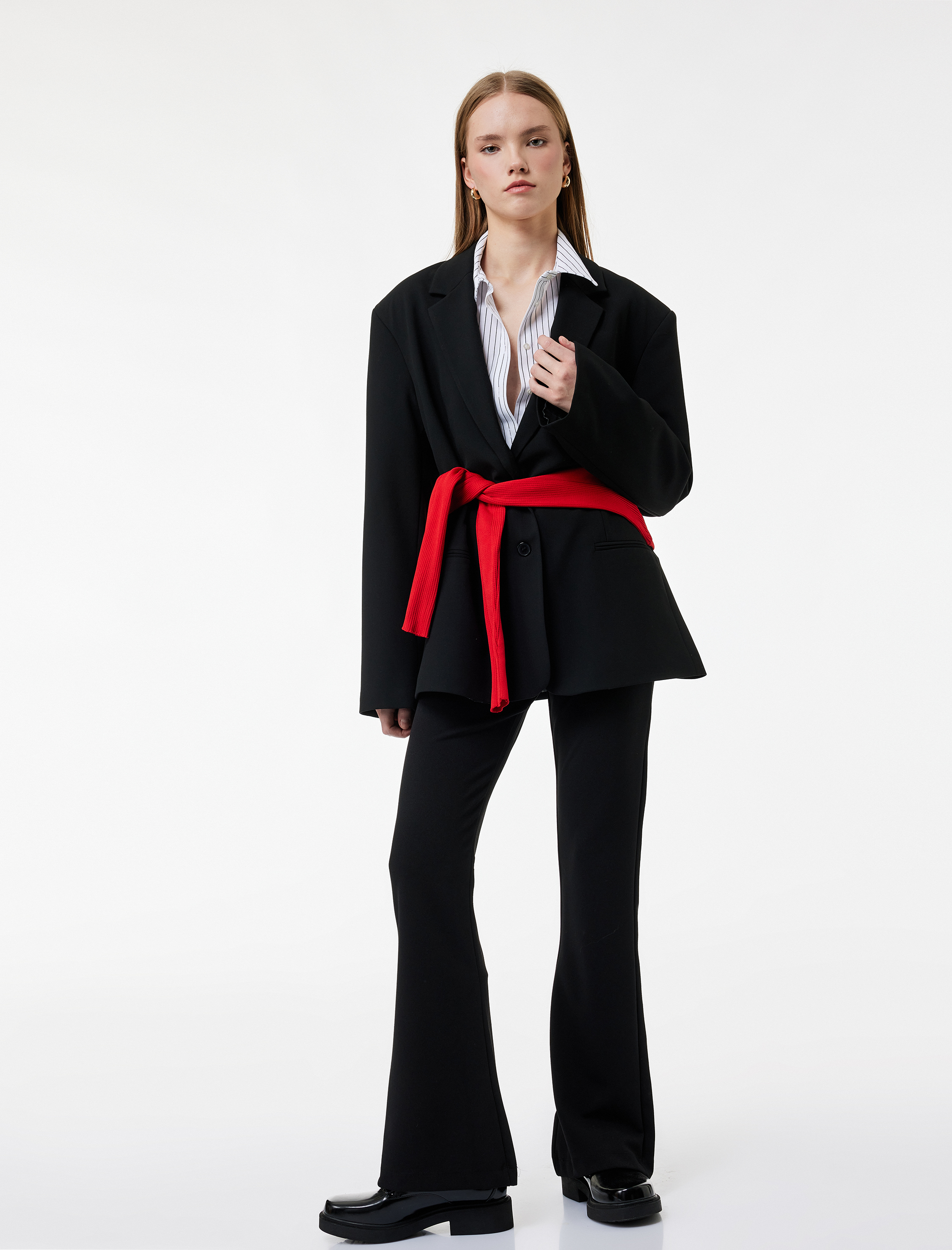   Slim Fit Cepli Hafif İspanyol Paça Kumaş Pantolon