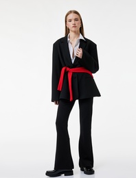 Slim Fit Cepli Hafif İspanyol Paça Kumaş Pantolon