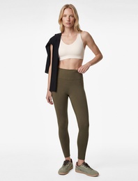 Yüksek Bel Skinny Fit İnterlok Dikiş Detaylı Spor Tayt