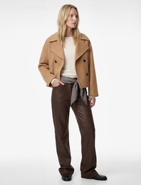 Kısa Kaban Kaşe Düğmeli Cepli Uzun Kollu Kruvaze