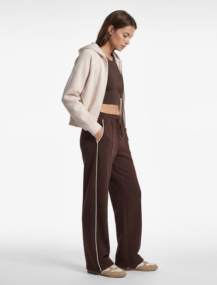  Yüksek Bel Lastikli Cep Detaylı Biyeli Oversize Geniş Paça Eşofman Altı