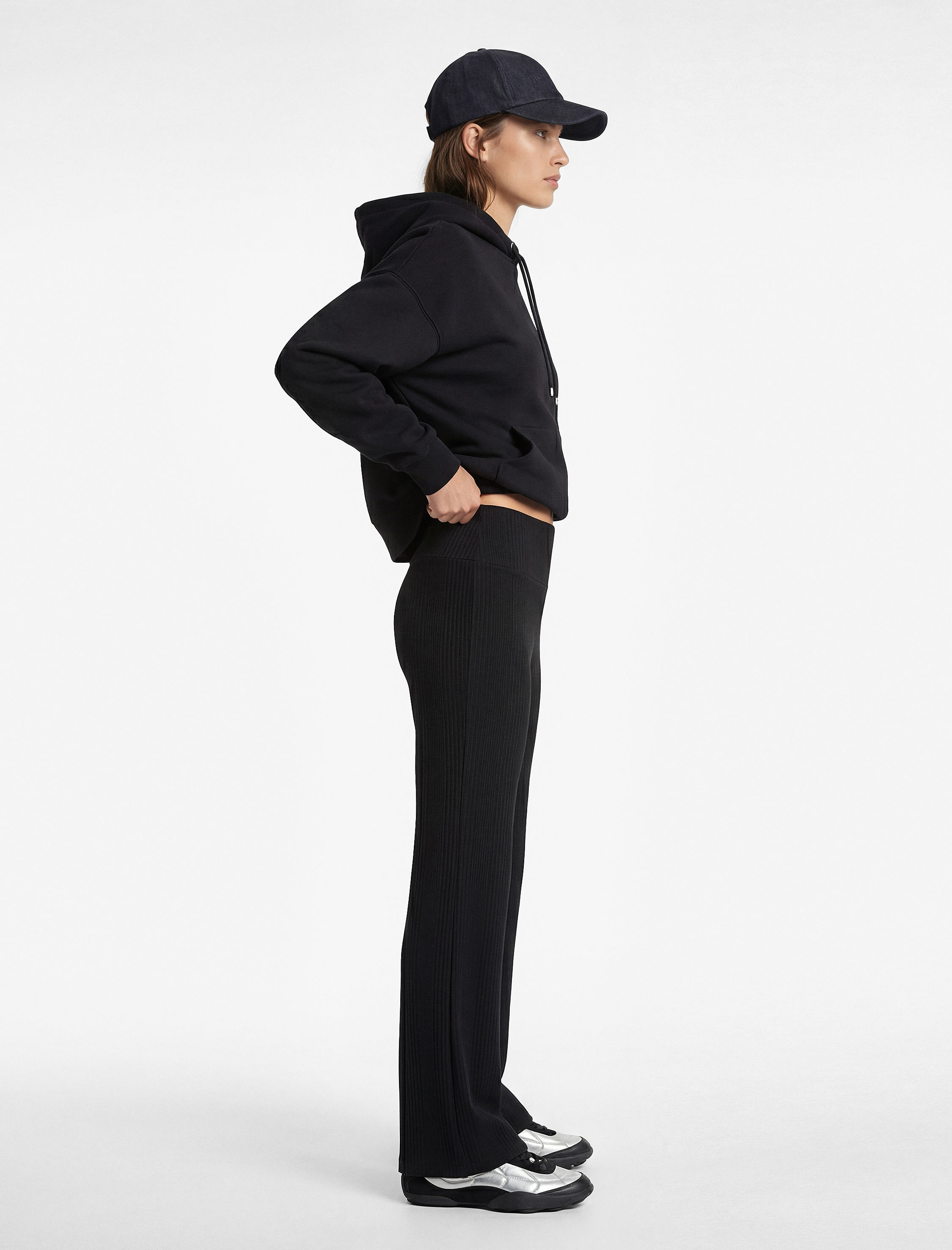   Yüksek Bel Dokulu İspanyol Paça Spor Tayt