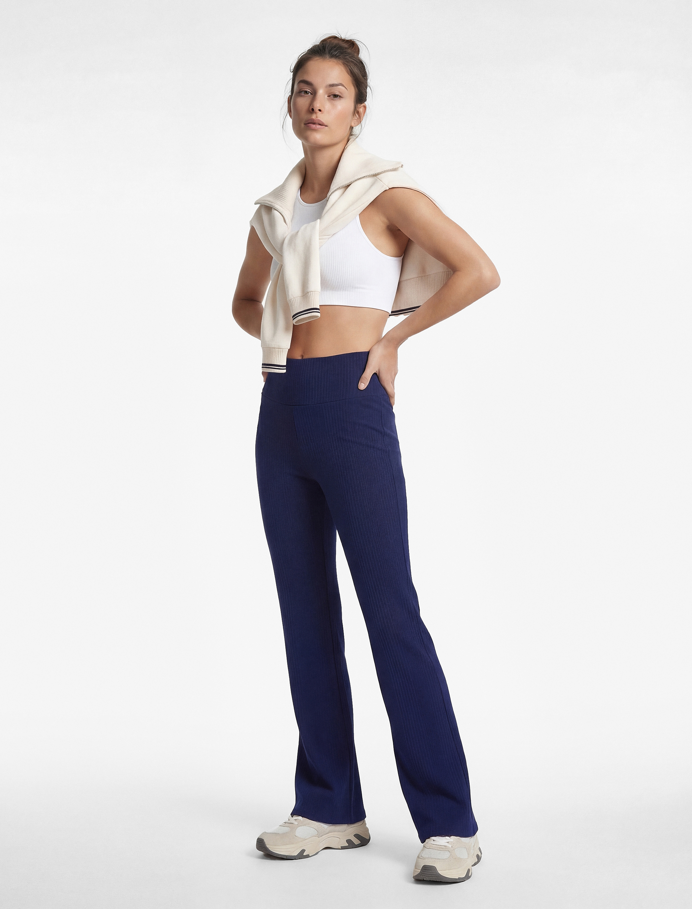   Yüksek Bel Dokulu İspanyol Paça Spor Tayt