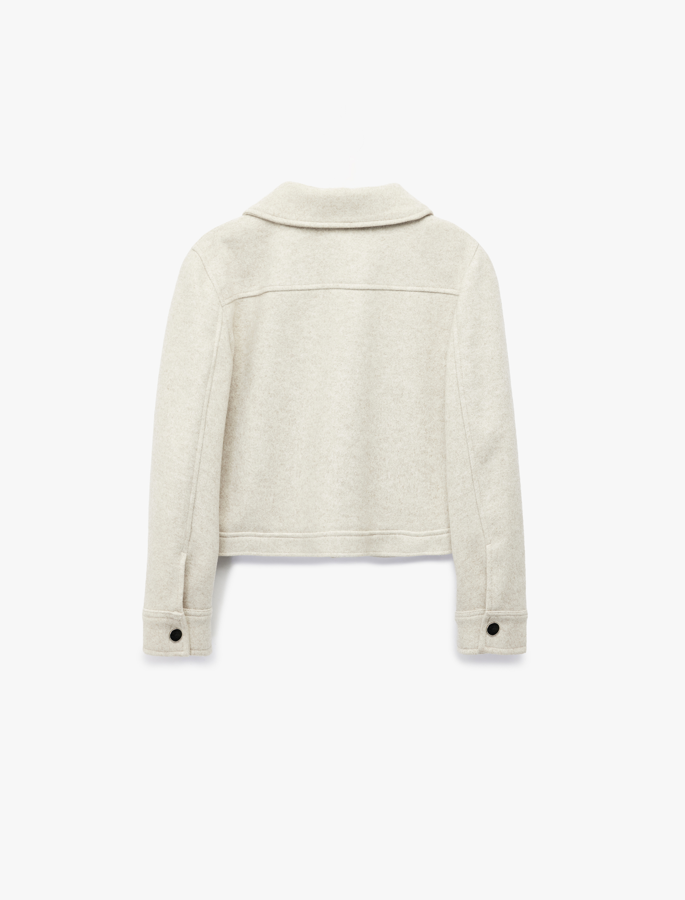   Kısa Kaban Kaşe Cepli Uzun Kollu Fermuarlı