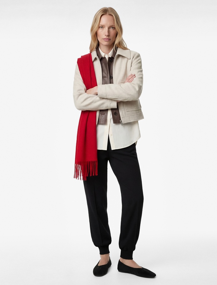  Kısa Kaban Kaşe Cepli Uzun Kollu Fermuarlı