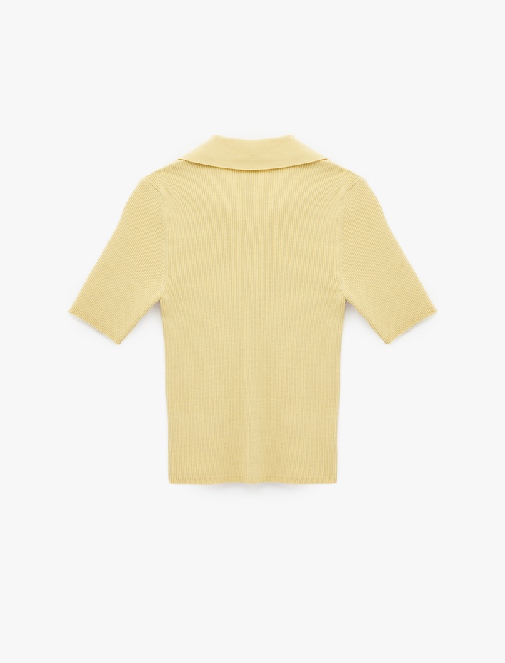  Slim Fit Kısa Kollu Polo Yaka Triko Kazak