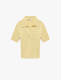 Slim Fit Kısa Kollu Polo Yaka Triko Kazak