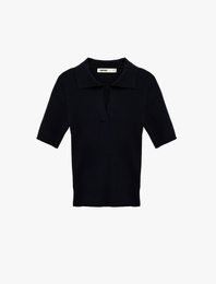 Slim Fit Kısa Kollu Polo Yaka Triko Kazak