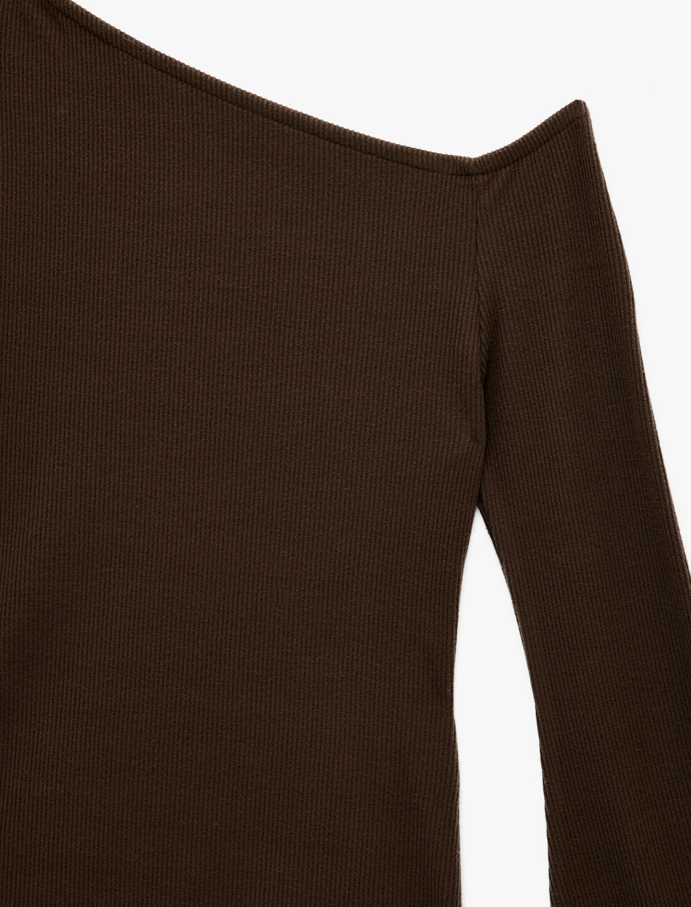   Asimetrik Yaka Uzun İspanyol Kollu Tek Omuz Tişört