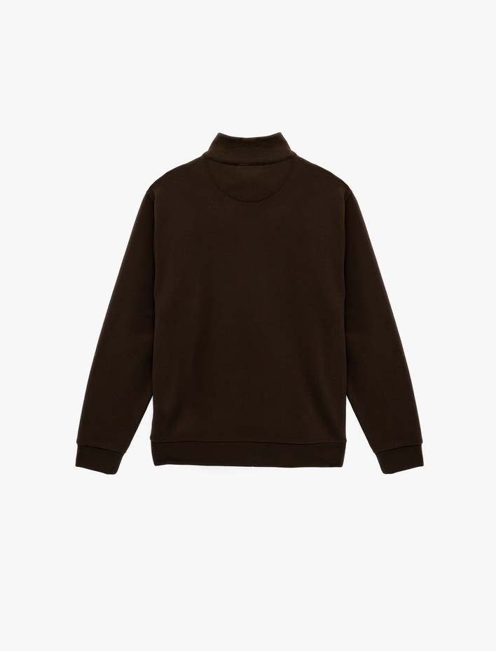  Regular Fit Uzun Kollu Basic Yarım Fermuarlı Sweatshirt