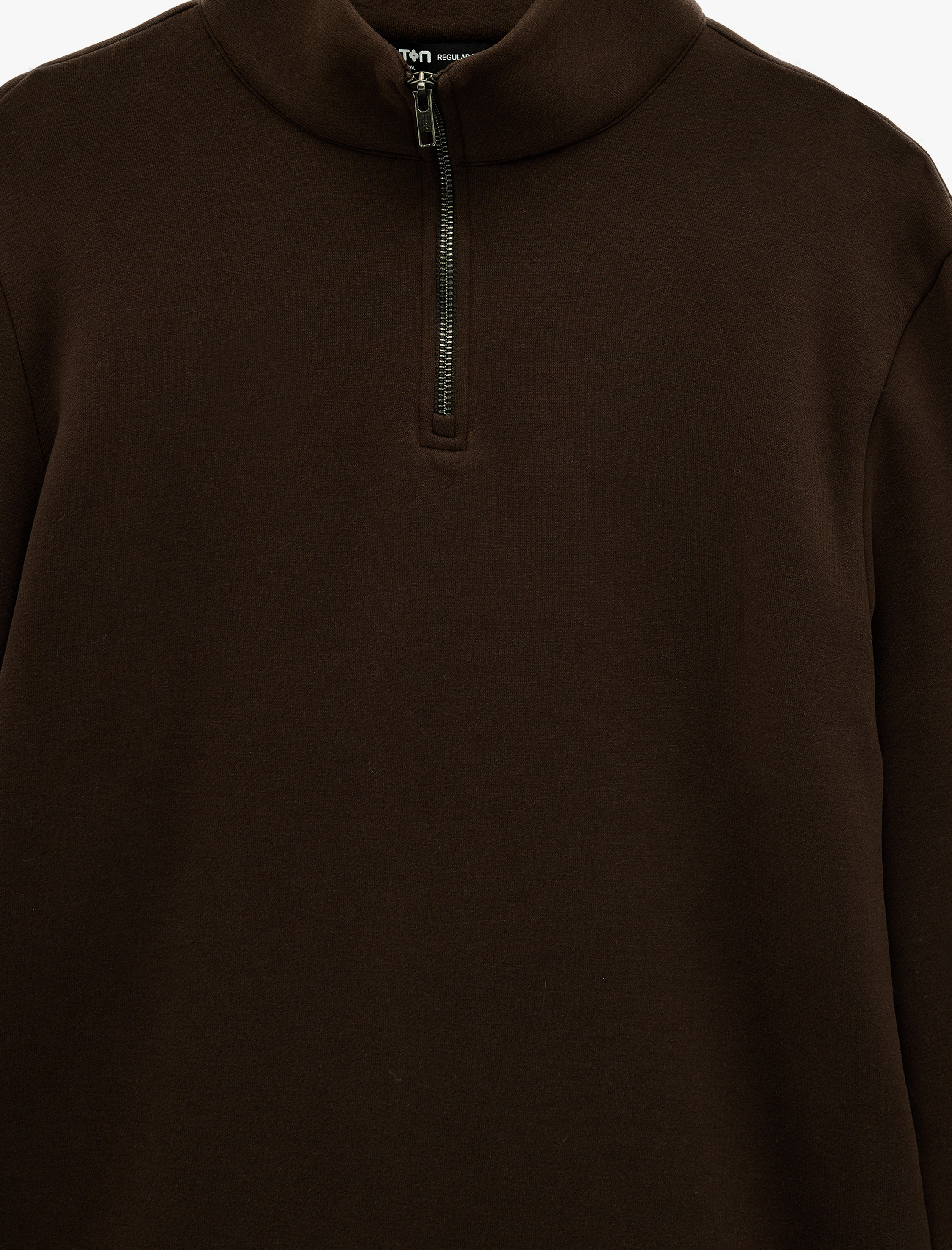   Regular Fit Uzun Kollu Basic Yarım Fermuarlı Sweatshirt