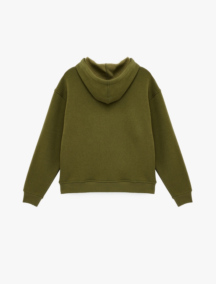  Uzun Kollu Cepli Kapüşonlu Oversize Sweatshirt