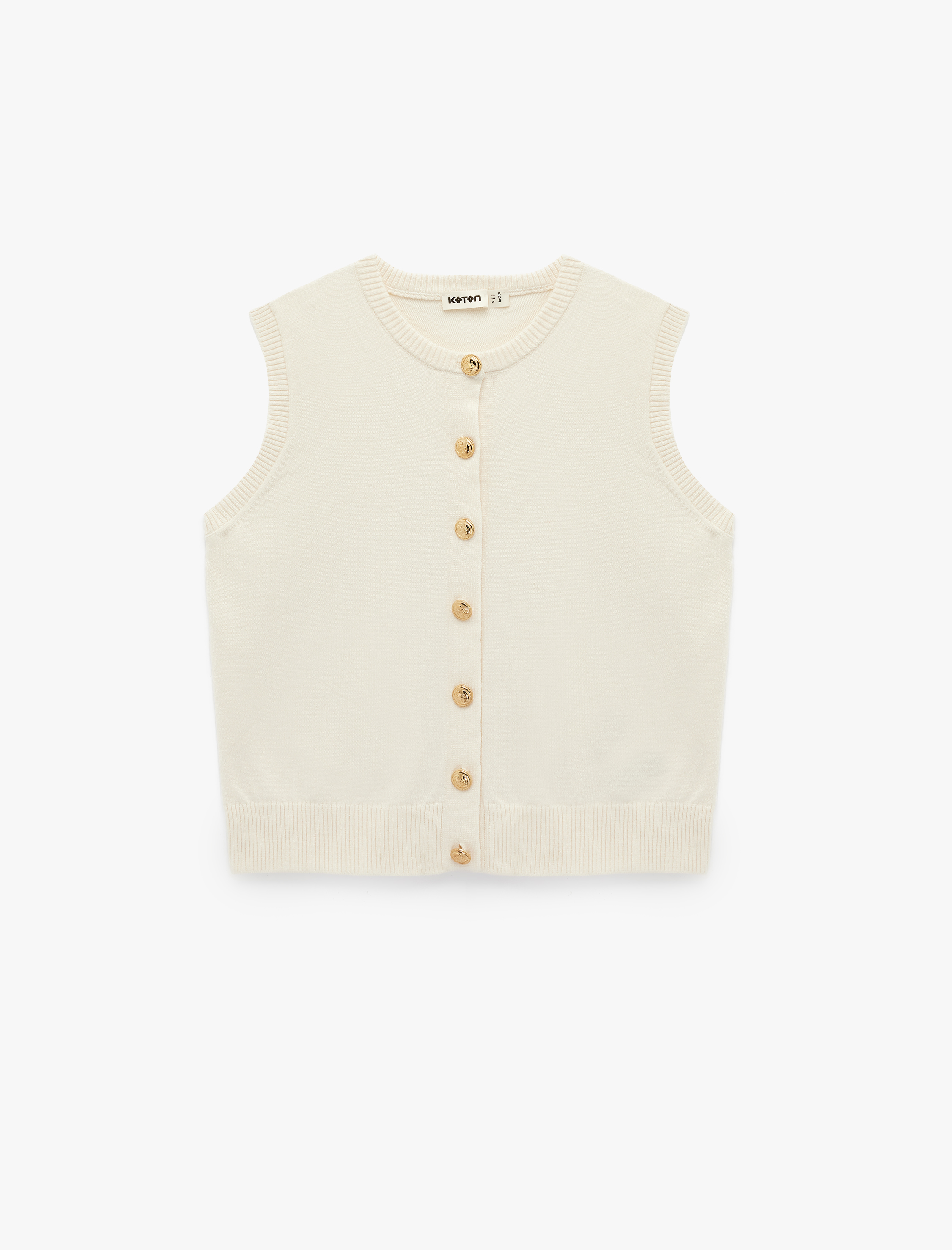   Regular Fit Düğmeli Bisiklet Yaka Triko Yelek