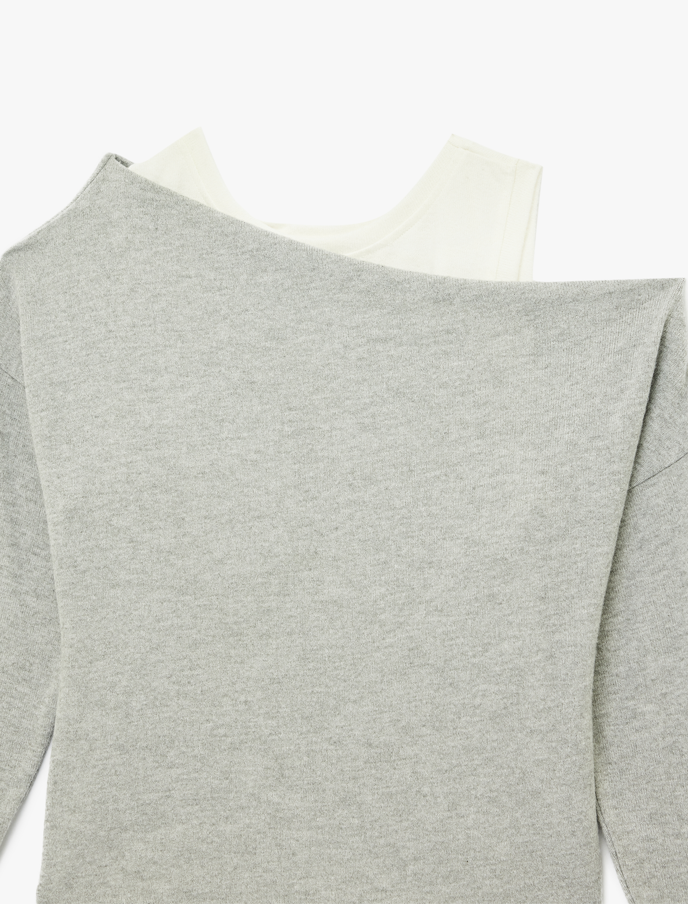   Slim Fit Renk Kontrastlı Asimetrik Çift Yaka Uzun Kollu Tişört