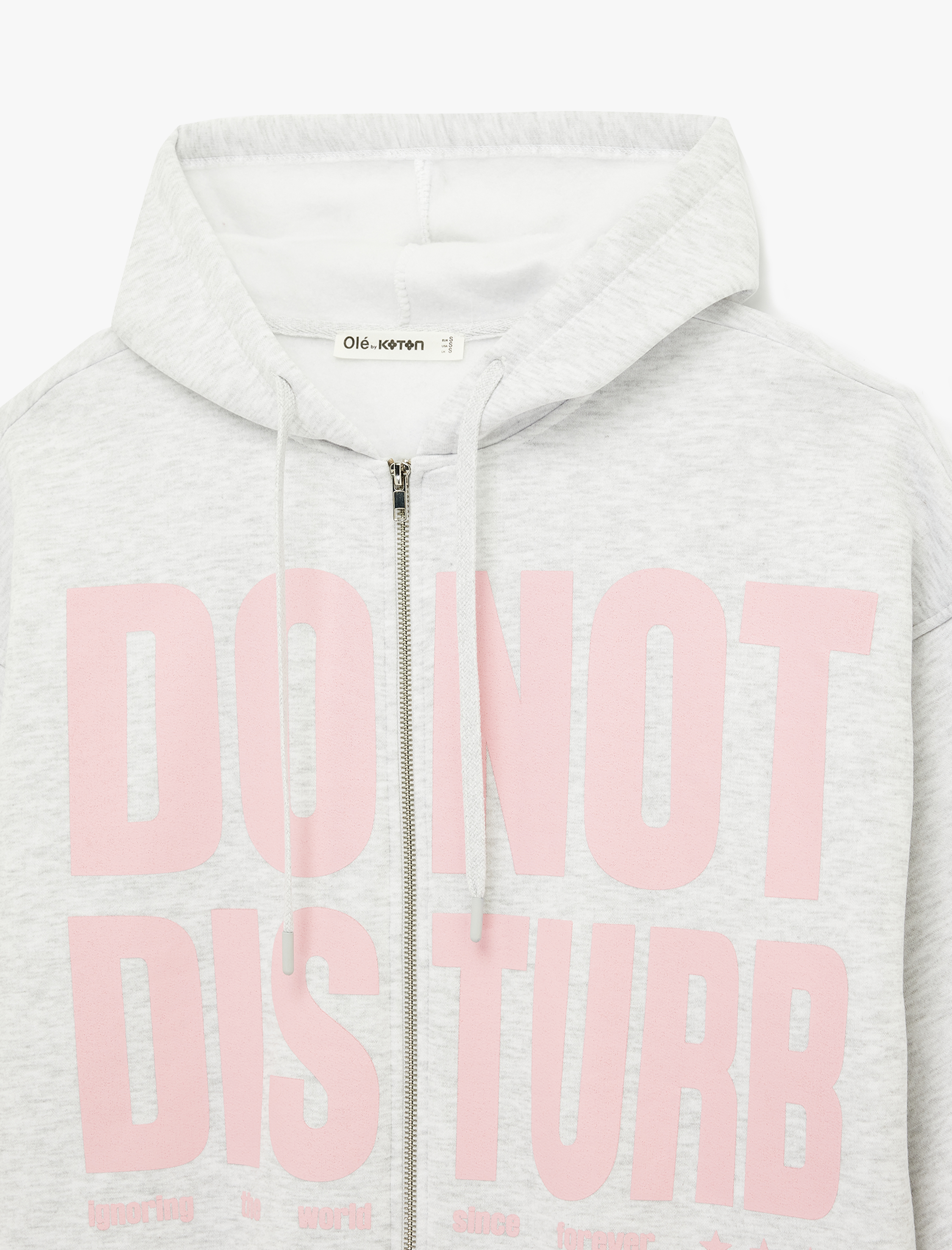   Şardonlu Uzun Kollu Baskılı Fermuarlı Kapüşonlu Sweatshirt