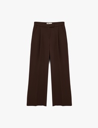 Cepli Pile Detaylı Düz Geniş Paça Palazzo Pantolon