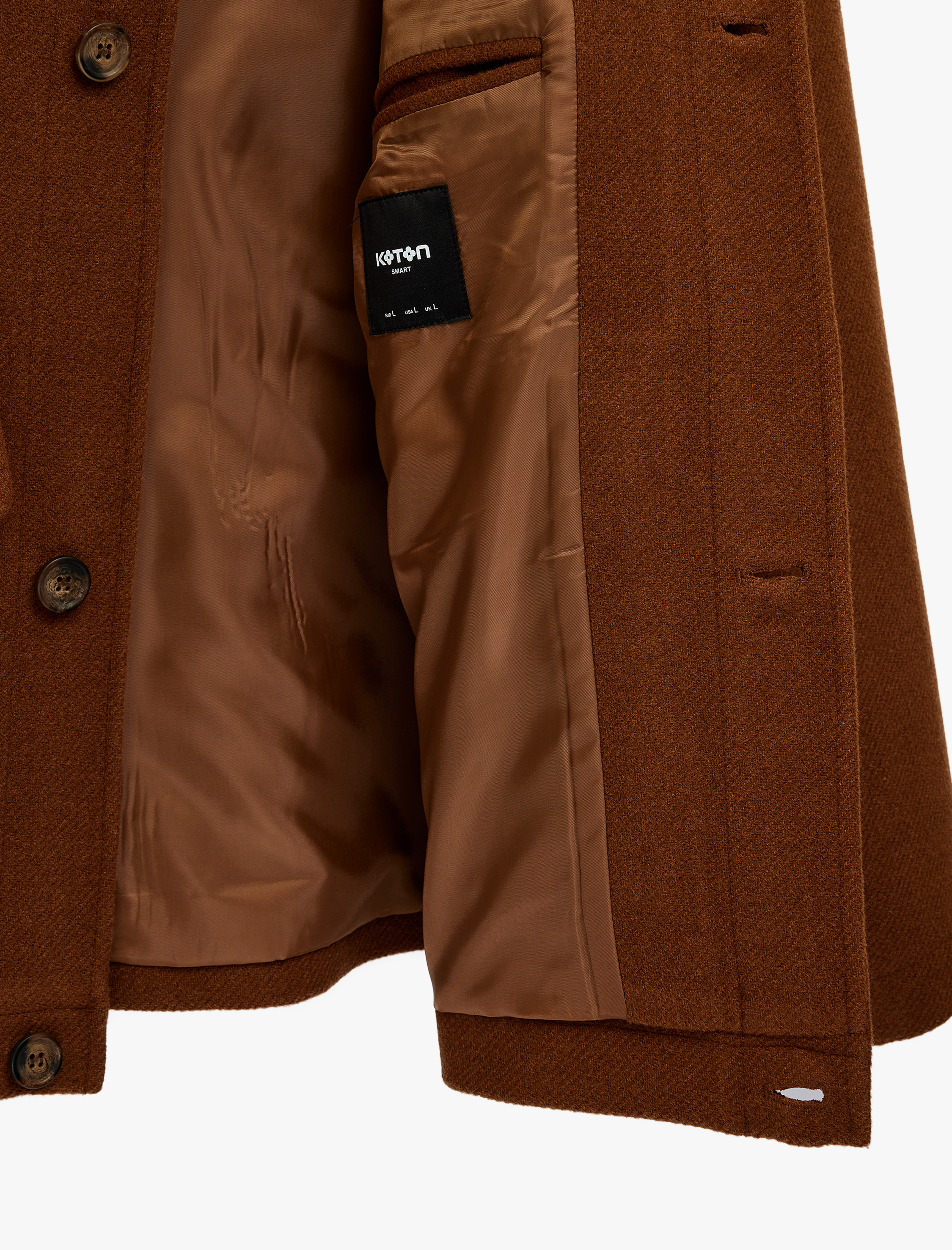   Regular Fit Kapaklı Cepli Düğmeli Dik Yaka Kaşe Ceket