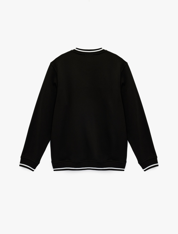  Regular Fit Uzun Kollu Şardonlu Şerit Detaylı V Yaka Sweatshirt