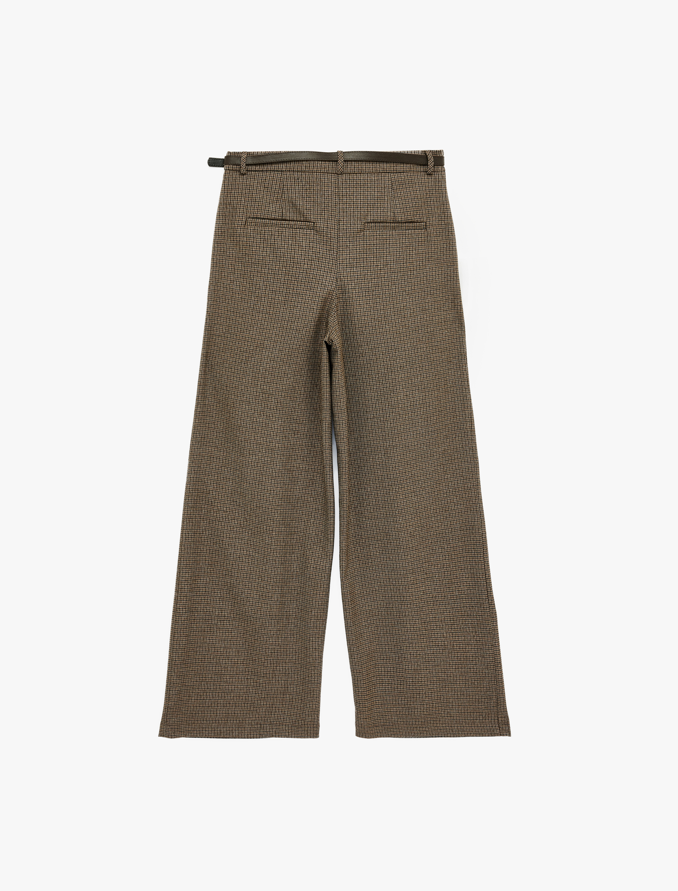   Cepli Pile Detaylı Kemerli Geniş Paça Baggy Kumaş Pantolon