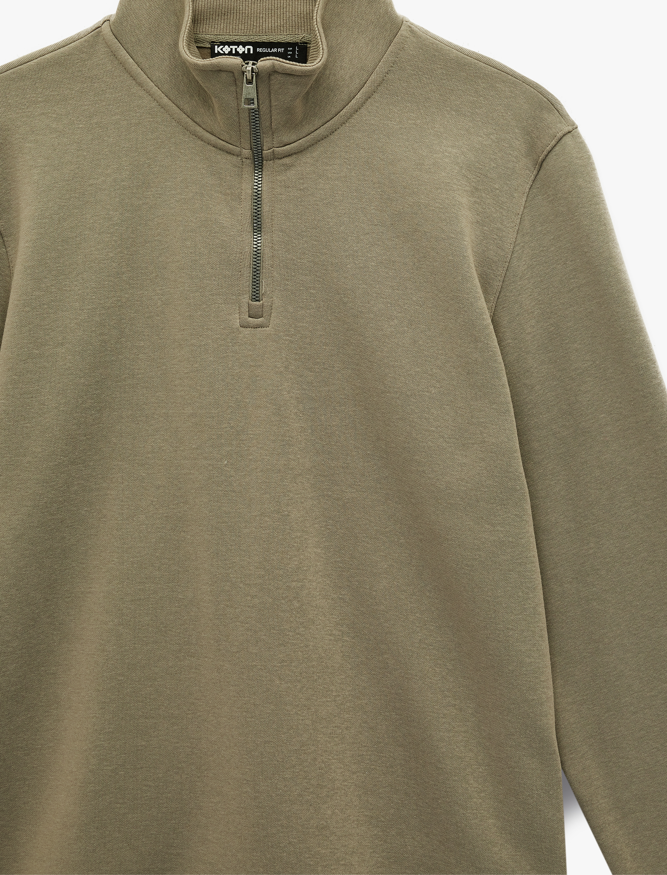   Uzun Kollu Şardonlu Basic Yarım Fermuarlı Sweatshirt