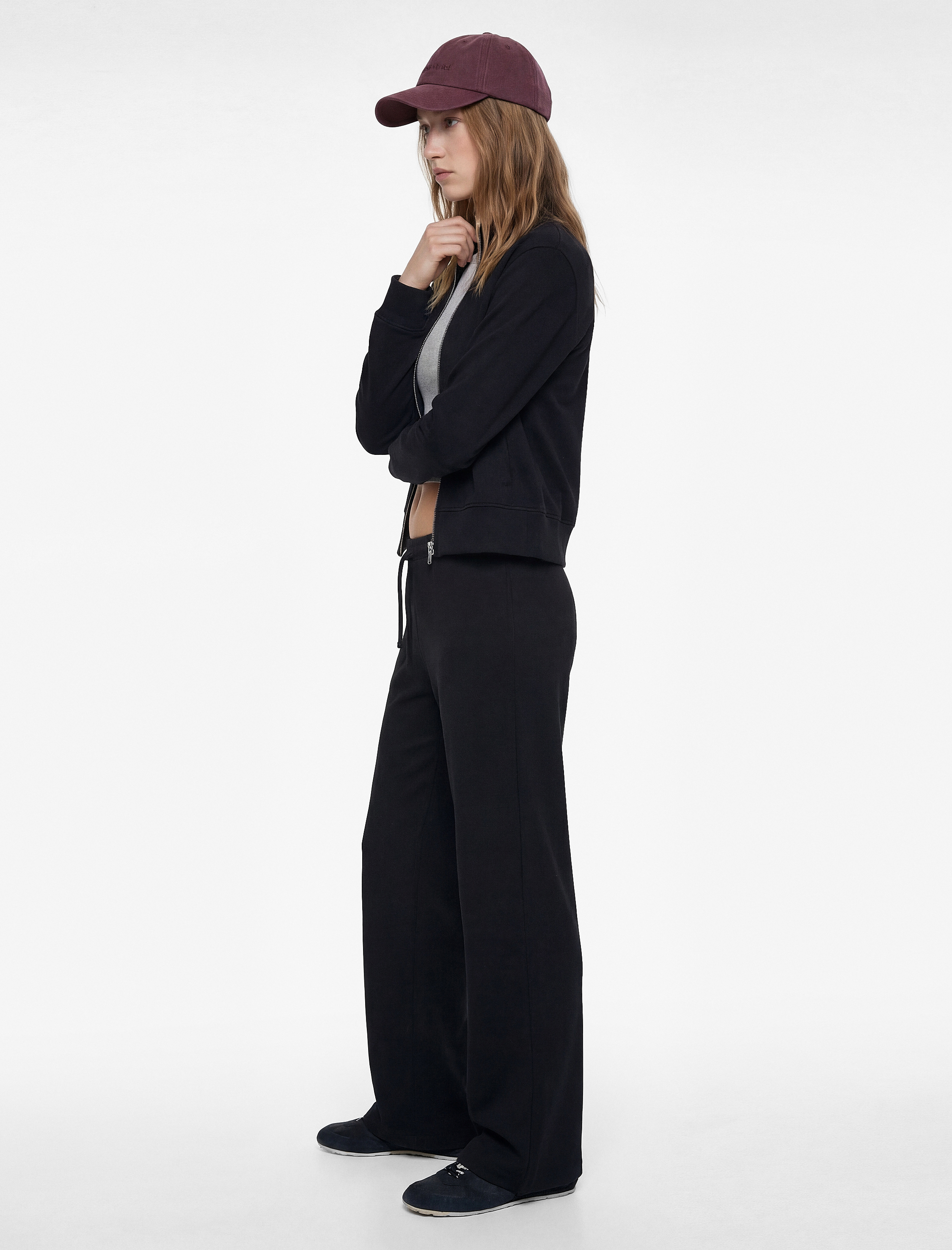   Krep Scuba Kumaş Yüksek Bel Bağcıklı Geniş Paça Pantolon