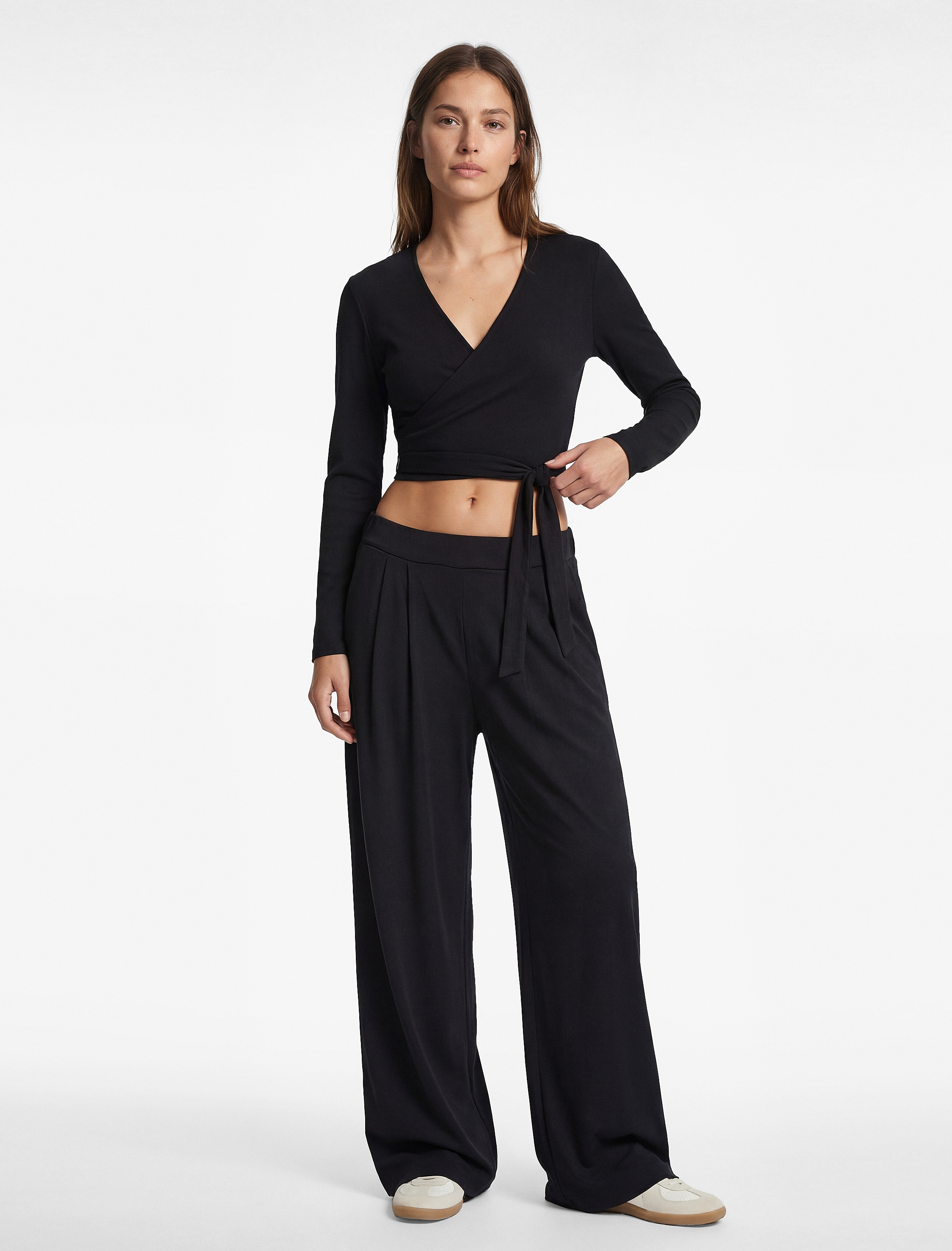   Yüksek Bel Rahat Kalıp Modal Pileli Geniş Paça Spor Eşofman Altı