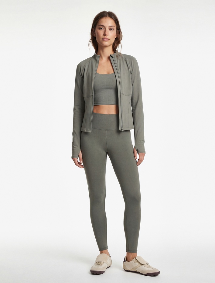  Yüksek Bel Slim Fit Dikiş Detaylı Spor Tayt