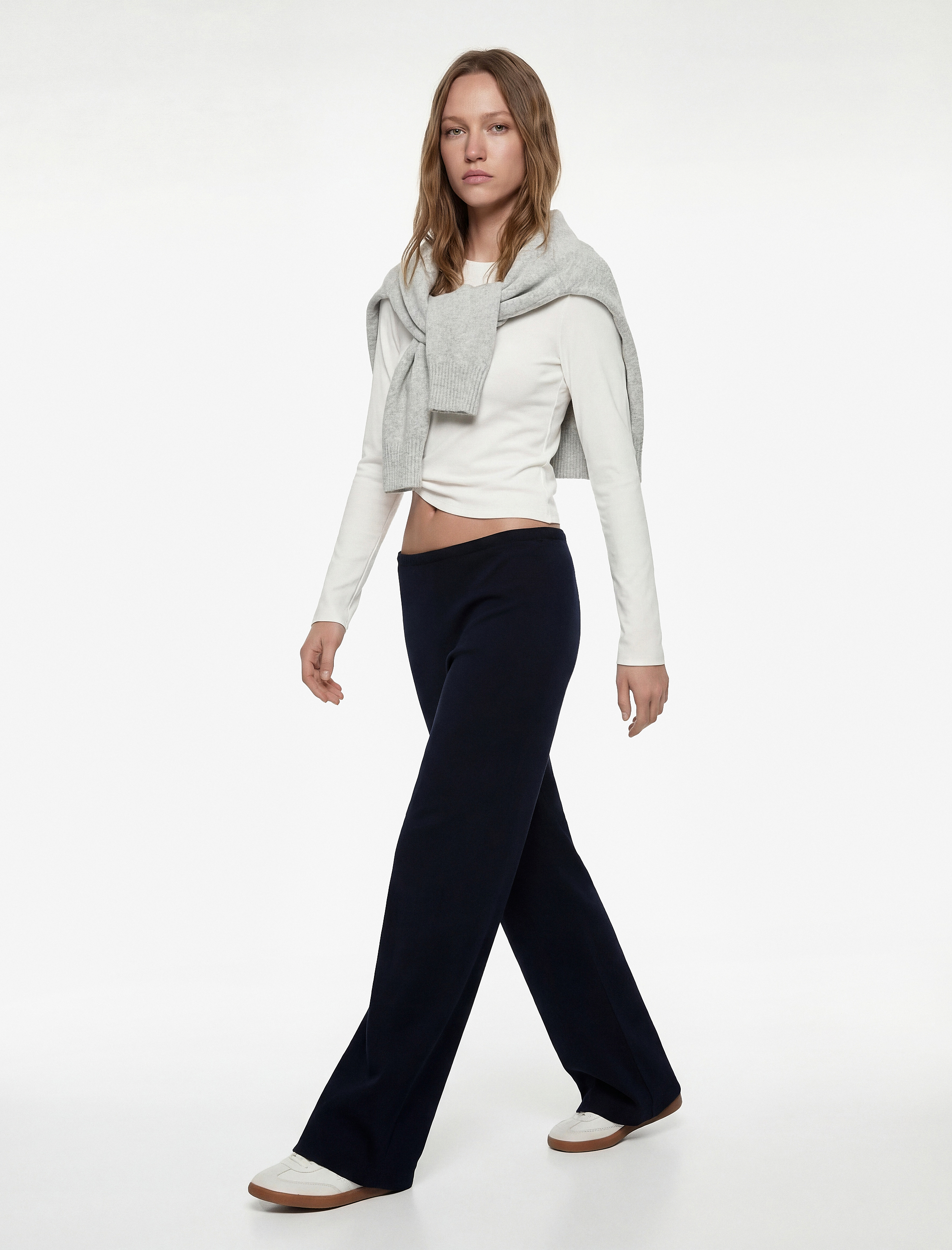   Beli Lastikli Yüksek Bel İspanyol Paça Uzun Eşofman Altı