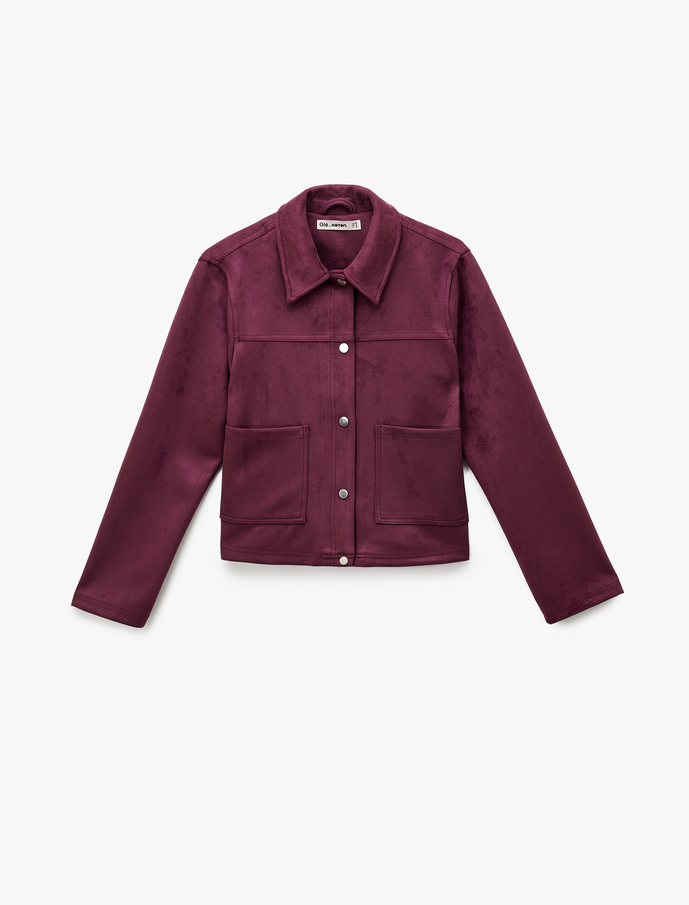   Çıtçıt Düğmeli Cep Detaylı Klasik Yaka Uzun Kollu Suni Süet Gömlek