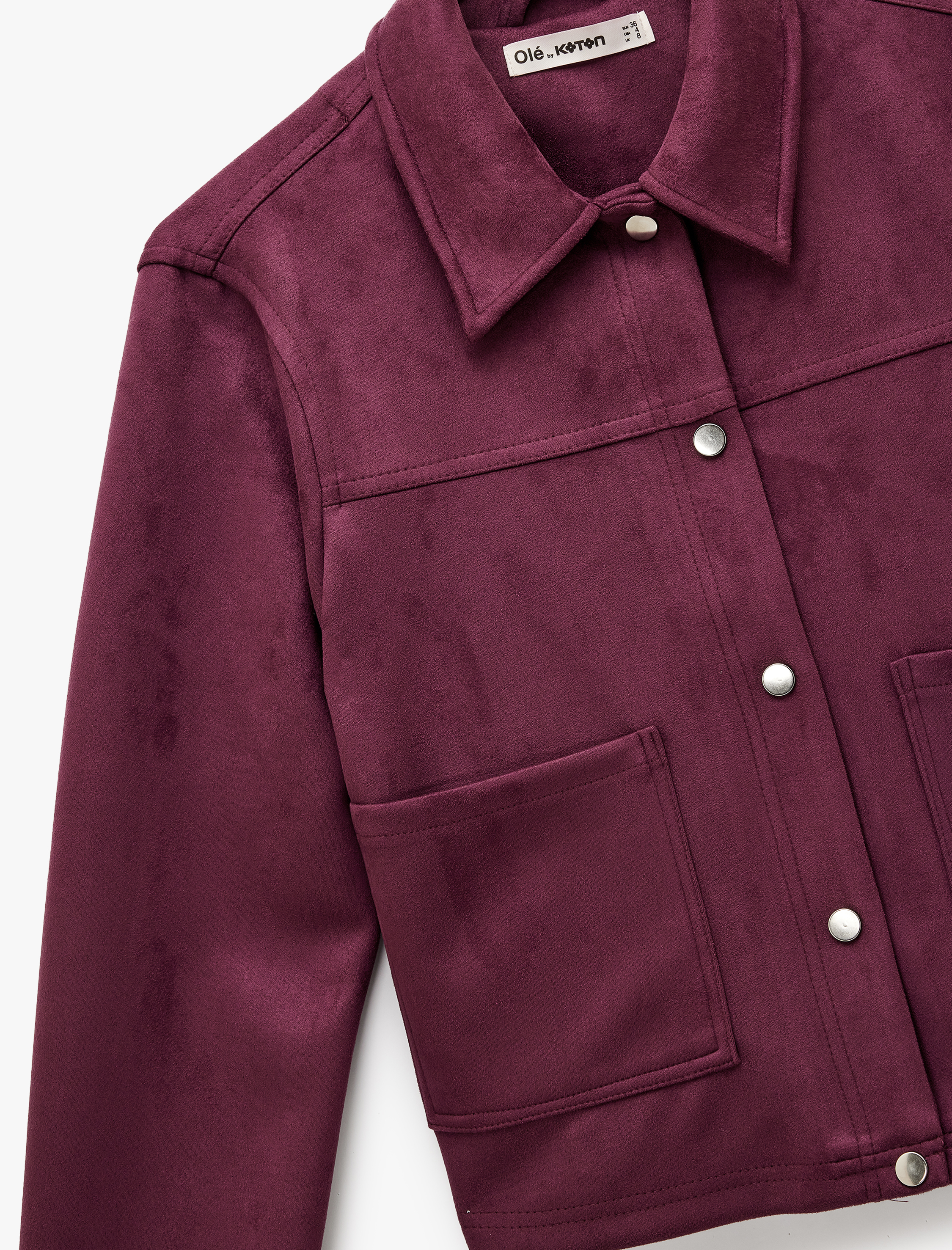   Çıtçıt Düğmeli Cep Detaylı Klasik Yaka Uzun Kollu Suni Süet Gömlek