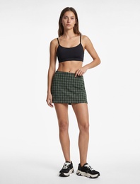 Yüksek Bel Slim Fit Spor Ekose Şortlu Mini Etek