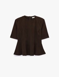 Koton X Şahika Ercümen - Kısa Kollu Bisiklet Yaka Peplum Tişört