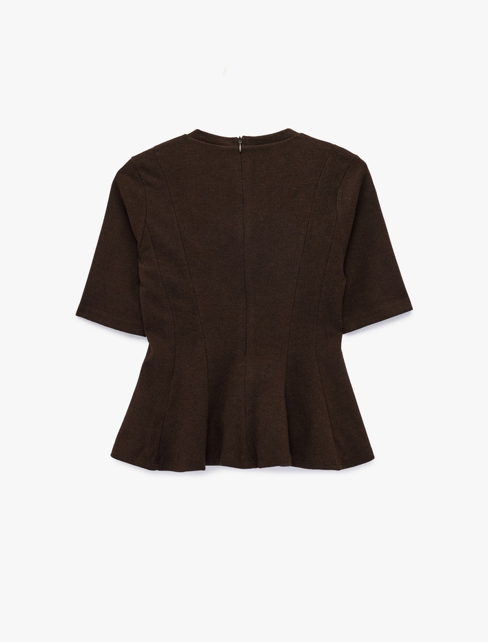  Koton X Şahika Ercümen - Kısa Kollu Bisiklet Yaka Peplum Tişört