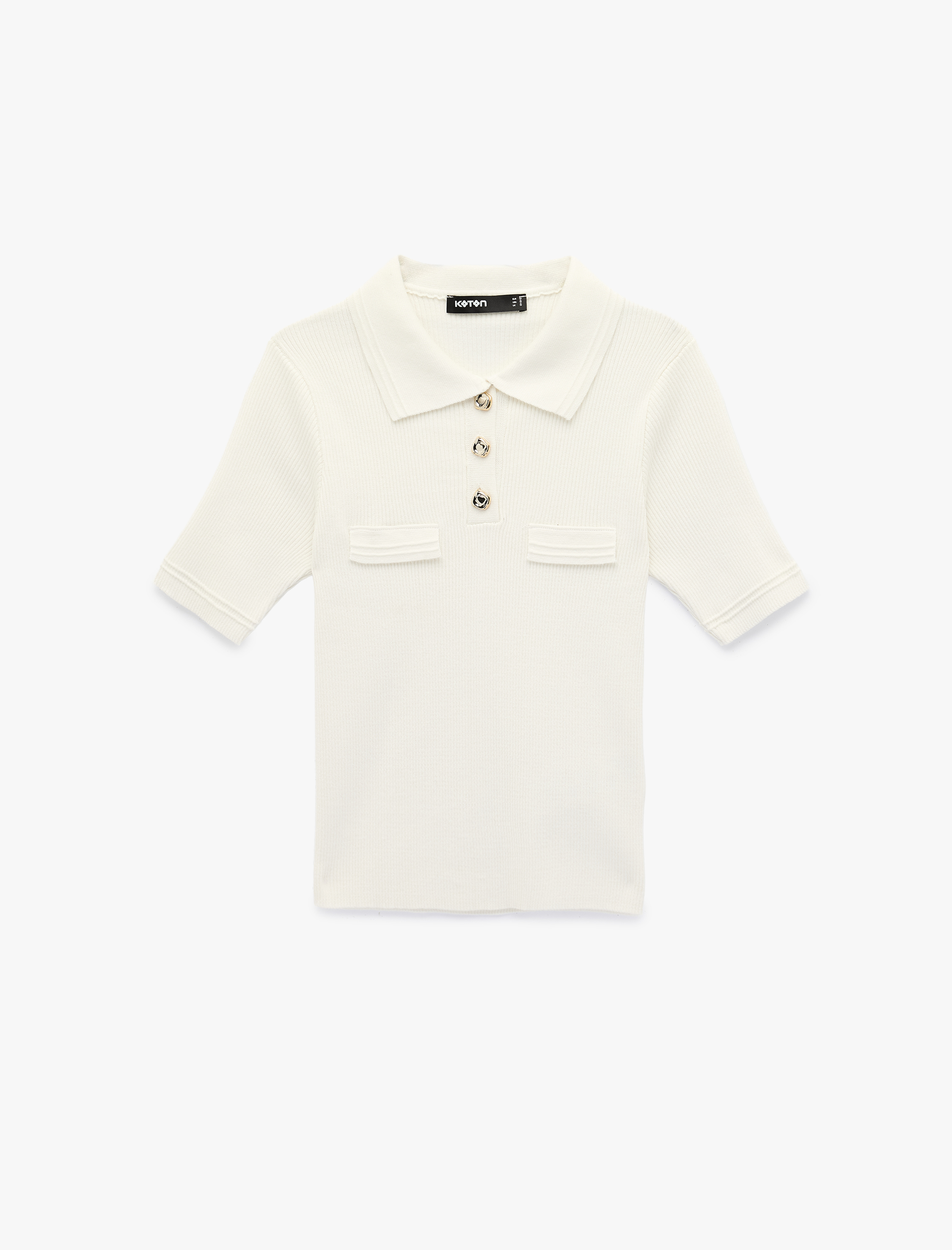   Slim Fit Yarım Düğme Detaylı Kısa Kollu Polo Yaka Triko Kazak