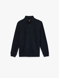 Regular Fit Uzun Kollu Yarım Fermuarlı Sweatshirt