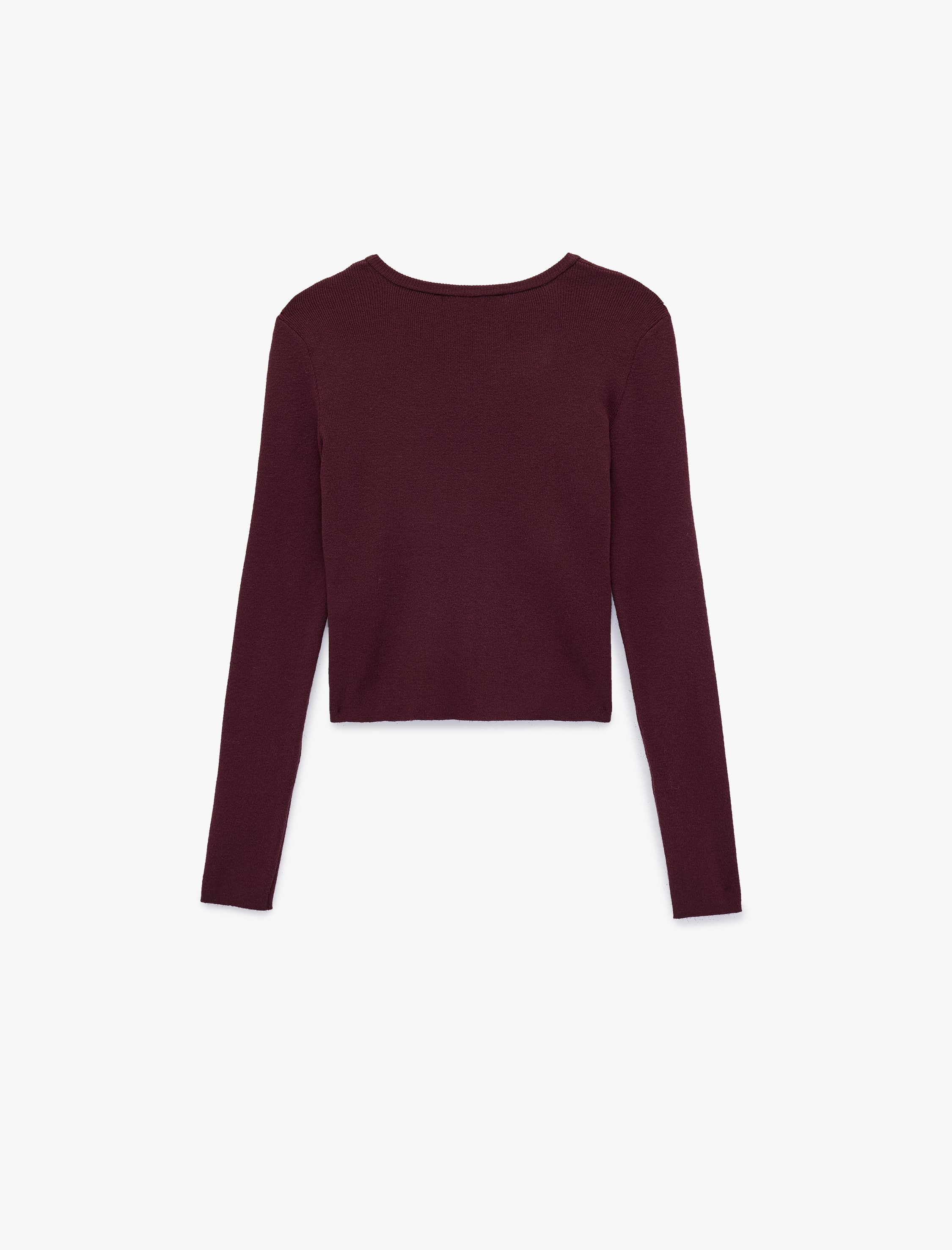   Düğmeli Uzun Kollu Bisiklet Yaka Triko Hırka