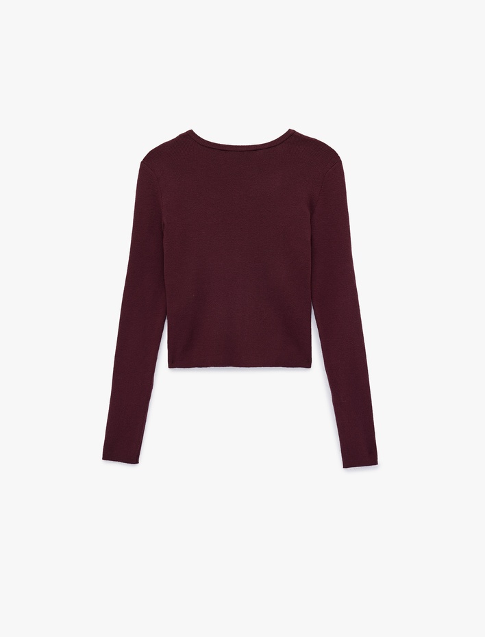  Düğmeli Uzun Kollu Bisiklet Yaka Triko Hırka