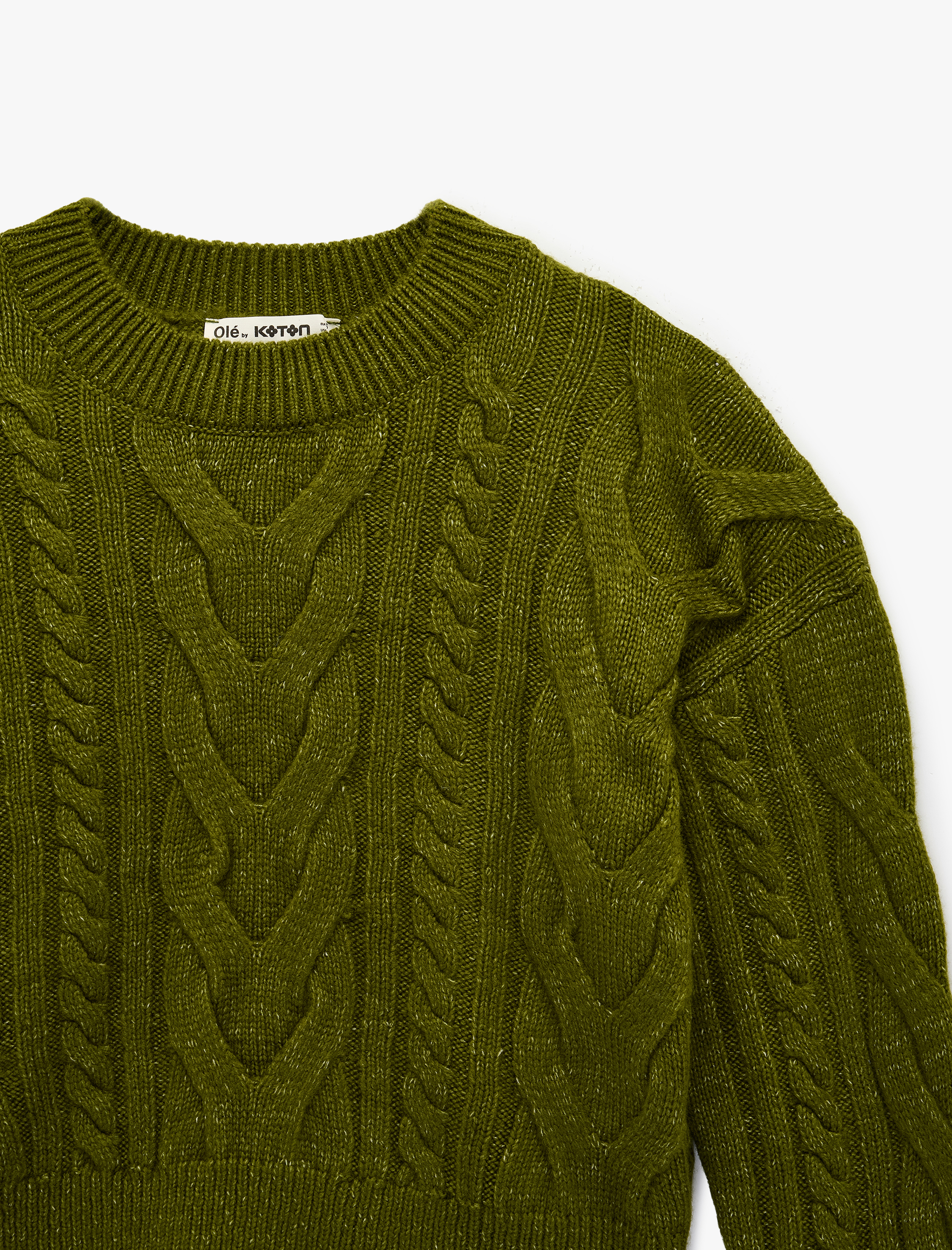   Uzun Kollu Bisiklet Yaka Saç Örgülü Triko Kazak