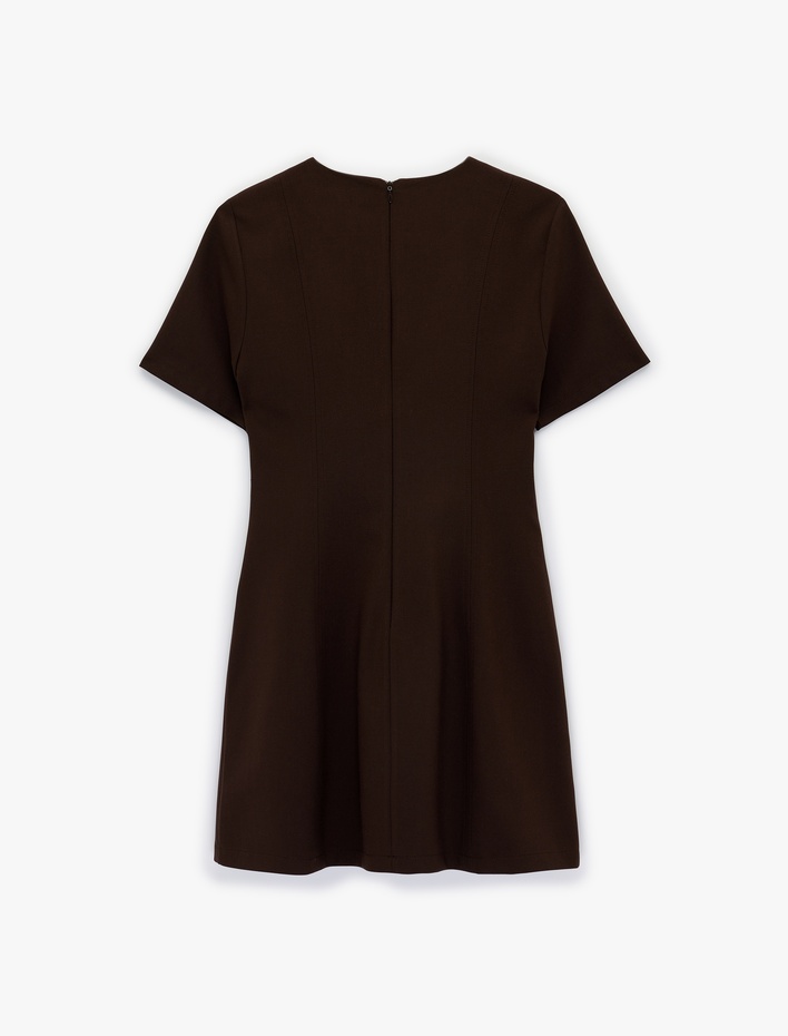  Regular Fit Kısa Kollu Bisiklet Yaka Mini Elbise