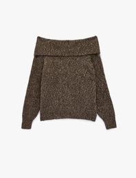 Uzun Kollu Omzu Açık Triko Kazak