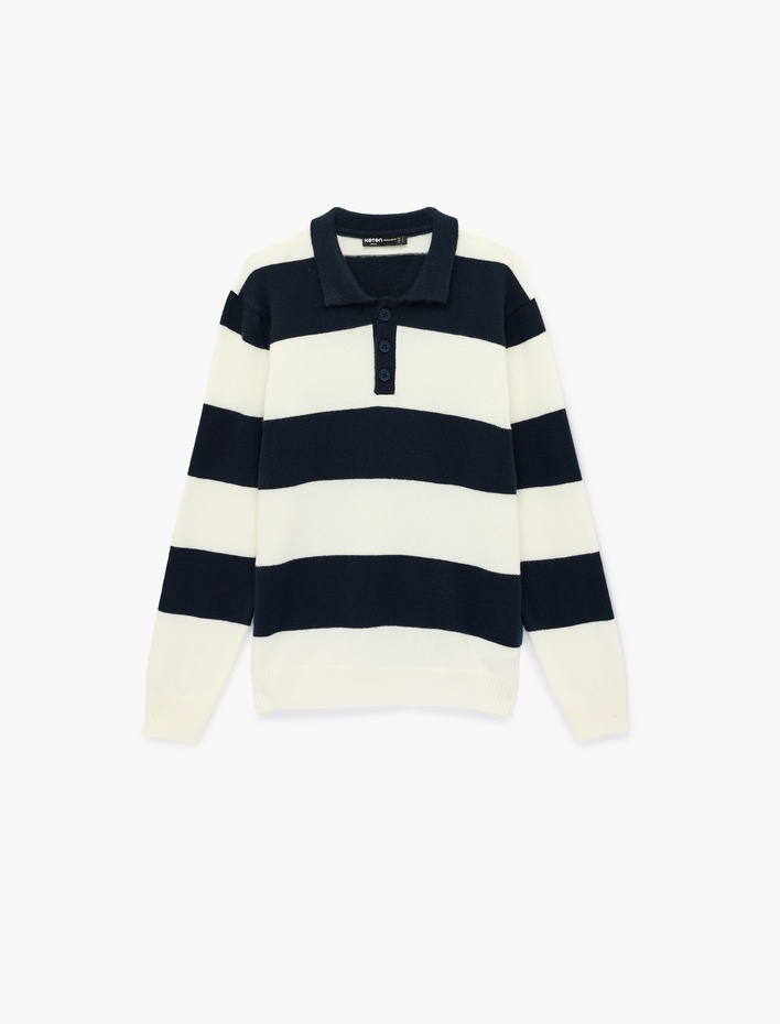  Regular Fit Uzun Kollu Polo Yaka Kışlık Triko Kazak