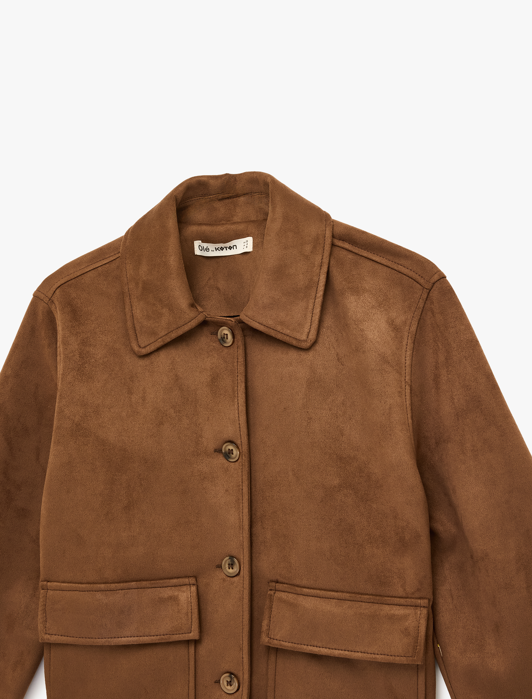   Regular Fit Cepli Uzun Kollu Suni Süet Ceket